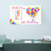 Regenboog BALLON Meisje 1e verjaardag Foto Roze Spandoek (Beurs)