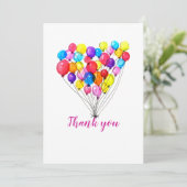 Regenboog BALLON Meisje 1e Verjaardag Roze Dank u Kaart (Staand voorkant)