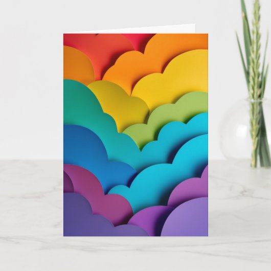 Regenboog Ballon Papier Collage Kaart (Voorkant)
