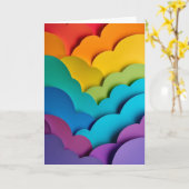 Regenboog Ballon Papier Collage Kaart (Gele Bloem)