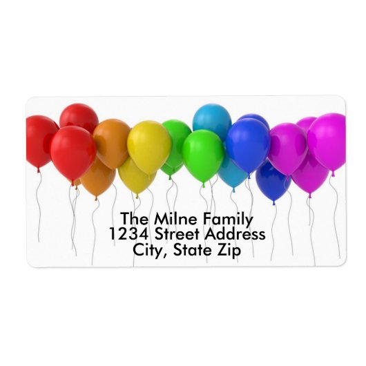 Regenboog Ballonnen Adreslabel Etiket (Voorkant)