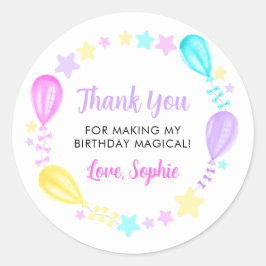 Regenboog Ballonnen en Sterren Dank U Ronde Sticker