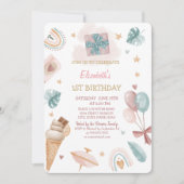 Regenboog, ballonnen, ijsscheuren, gestripte vogel kaart (Voorkant)