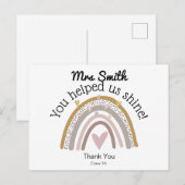 Regenboog bedank je leraar cadeau briefkaart (Voorkant / Achterkant)