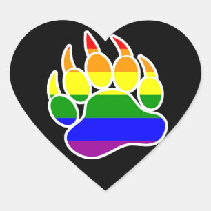 Regenboog Beer Klauw Hartvorm - Sticker