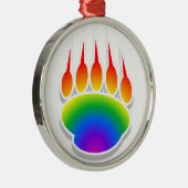 Regenboog Beer Klauwafdruk Metalen Ornament (Rechts)