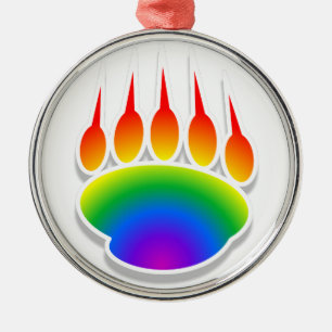 Regenboog Beer Klauwafdruk Metalen Ornament