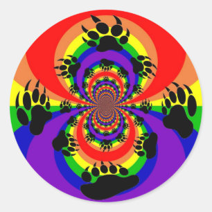 Regenboog Beer Paw Polar Inversie Ronde Sticker