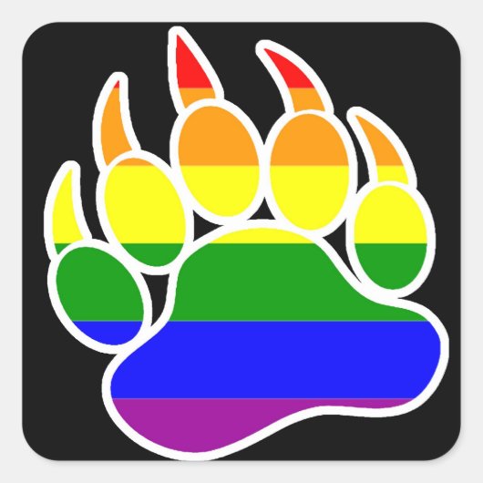 Regenboog Berenpoot Vierkant - Sticker (Voorkant)