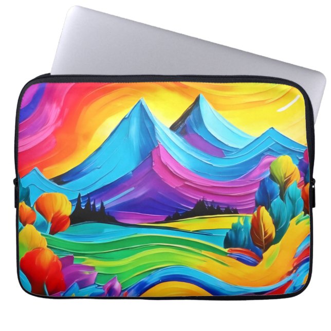 Regenboog Berg Majesteit Kunst Laptop Sleeve (Voorkant)