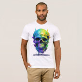 Regenboog beschilderde schedel t-shirt (Voorkant volledig)
