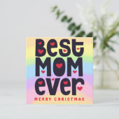 Regenboog Beste Mam Ooit Vrolijke Kerstvakantie Kaart (Staand voorkant)