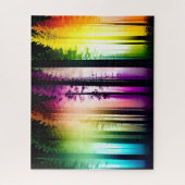 Regenboog betoverde mystiek bos landschap legpuzzel (Verticaal)