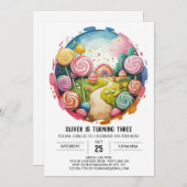 Regenboog bewerkbare Lollipop Verjaardag Kaart (Voorkant / Achterkant)