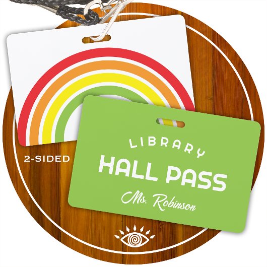 regenboog bibliotheekpas voor schoolklas badge