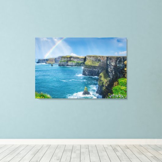 Regenboog bij Cliff's of Mother Landscape Canvas Afdruk (Insitu (Houten vloer))