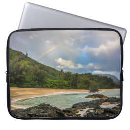Regenboog bij Lumaha'i Beach, Kauai, Hawaii Wetsui Laptop Sleeve