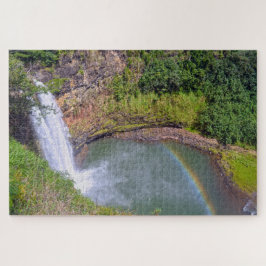 Regenboog bij Wailua Herfsten, Kauai, Hawaï Legpuzzel