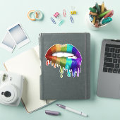 Regenboog Bijtende Lippen Gay Pride Sticker (iPad Cover)