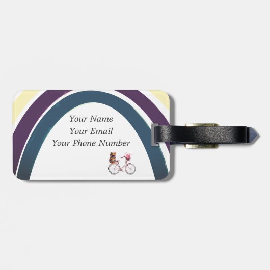 Regenboog, bike en boeken Acrylhoudend Bagagelabel (Achterkant horizontaal)