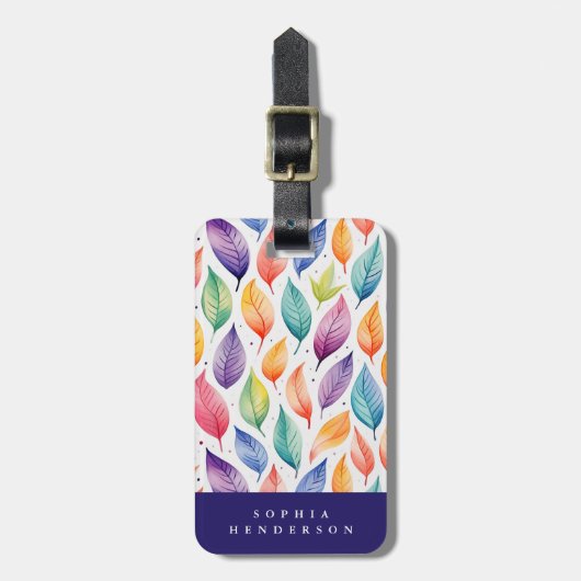 Regenboog Bladeren Bagage Label (Voorkant verticaal)