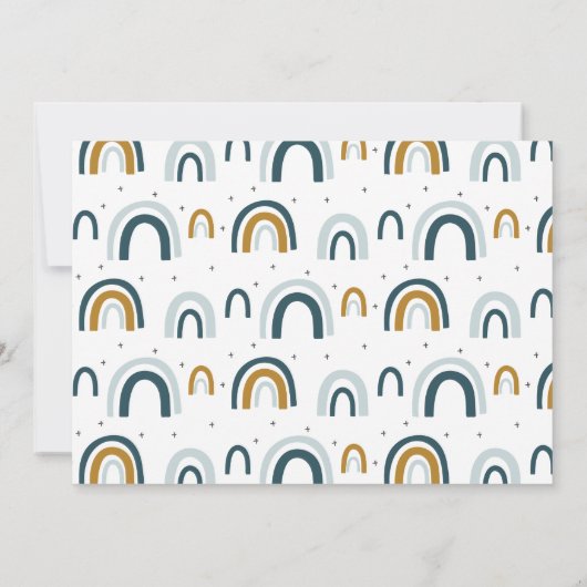 Regenboog Blauw en bruin jongen verjaardagsuitnodi Kaart (Achterkant)