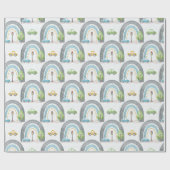 Regenboog blauw met auto's en straatnaamborden jon cadeaupapier (Vlak)