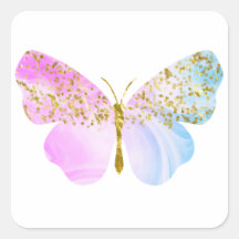 Regenboog blauw paars met Gouden Glitter Vlinder