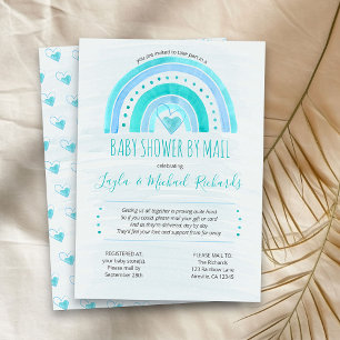 Regenboog Blauwe Aquarel Was Baby Shower per Post Kaart