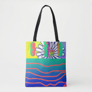 Regenboog Blauwe Bloemen Tote Bag