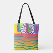 Regenboog Blauwe Bloemen Tote Bag (Achterkant)