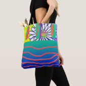 Regenboog Blauwe Bloemen Tote Bag (Dichtbij)