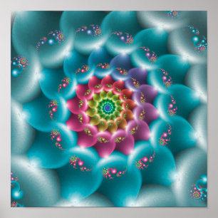 Regenboog Blauwe Spiraal Poster