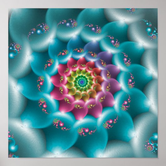 Regenboog Blauwe Spiraal Poster (Voorkant)