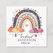 Regenboog blauwgroen funky SCANDI HART REGENBOOG B Vierkante Visitekaartje (Voorkant)