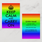 Regenboog Blijf kalm en ga verder Visitekaartje (Voorkant / Achterkant)