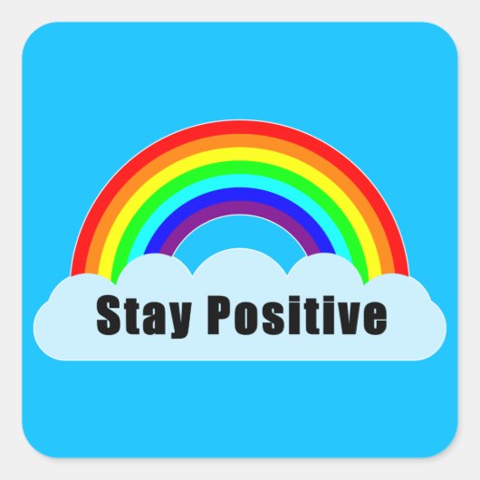 REGENBOOG - Blijf Positief Vierkante Sticker (Voorkant)