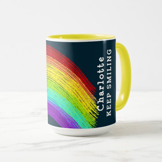 Regenboog blijft op maat glimlachen mok (Voorkant rechts)