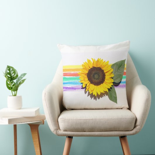 Regenboog bloeiend helder kussen (Stoel)