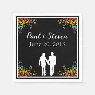 Regenboog bloeit gay bruiloft cocktail servetten