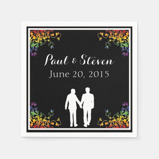 Regenboog bloeit gay bruiloft cocktail servetten (Voorkant)