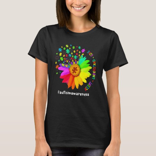 Regenboog Bloem Autisme Awareness Ingenieuze Ad T-shirt (Voorkant)