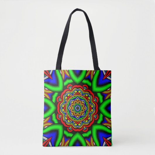 regenboog bloem canvas tas (Voorkant)