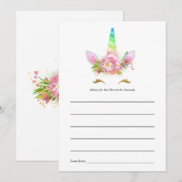Regenboog Bloem Eenhoorn Baby Shower Advieskaart