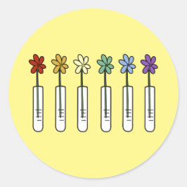 Regenboog Bloem en Beaker Wetenschapper Ronde Sticker