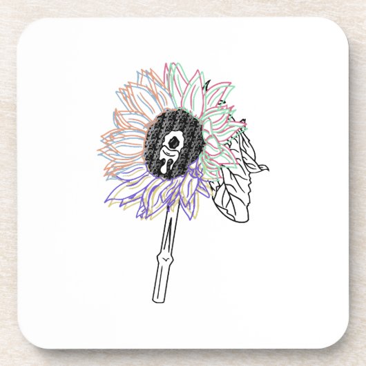 Regenboog Bloem Funky Kunst Bier Onderzetter (Voorkant)