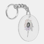 Regenboog Bloem Funky Kunst Sleutelhanger (Voorkant Links)
