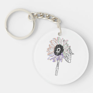 Regenboog Bloem Funky Kunst Sleutelhanger