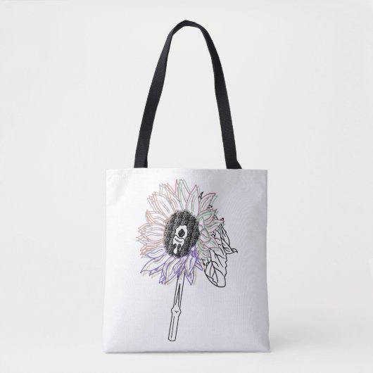 Regenboog Bloem Funky Kunst Tote Bag (Voorkant)