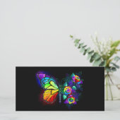 Regenboog bloem vlinder aankondiging (Staand voorkant)